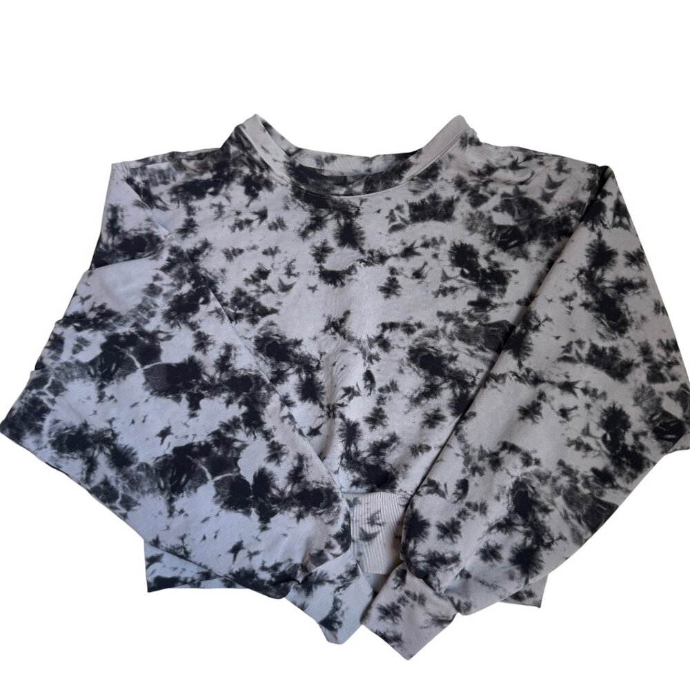 DYI Black & White Crop Tie-Dye Crewneck Sweatshirt - Size Small